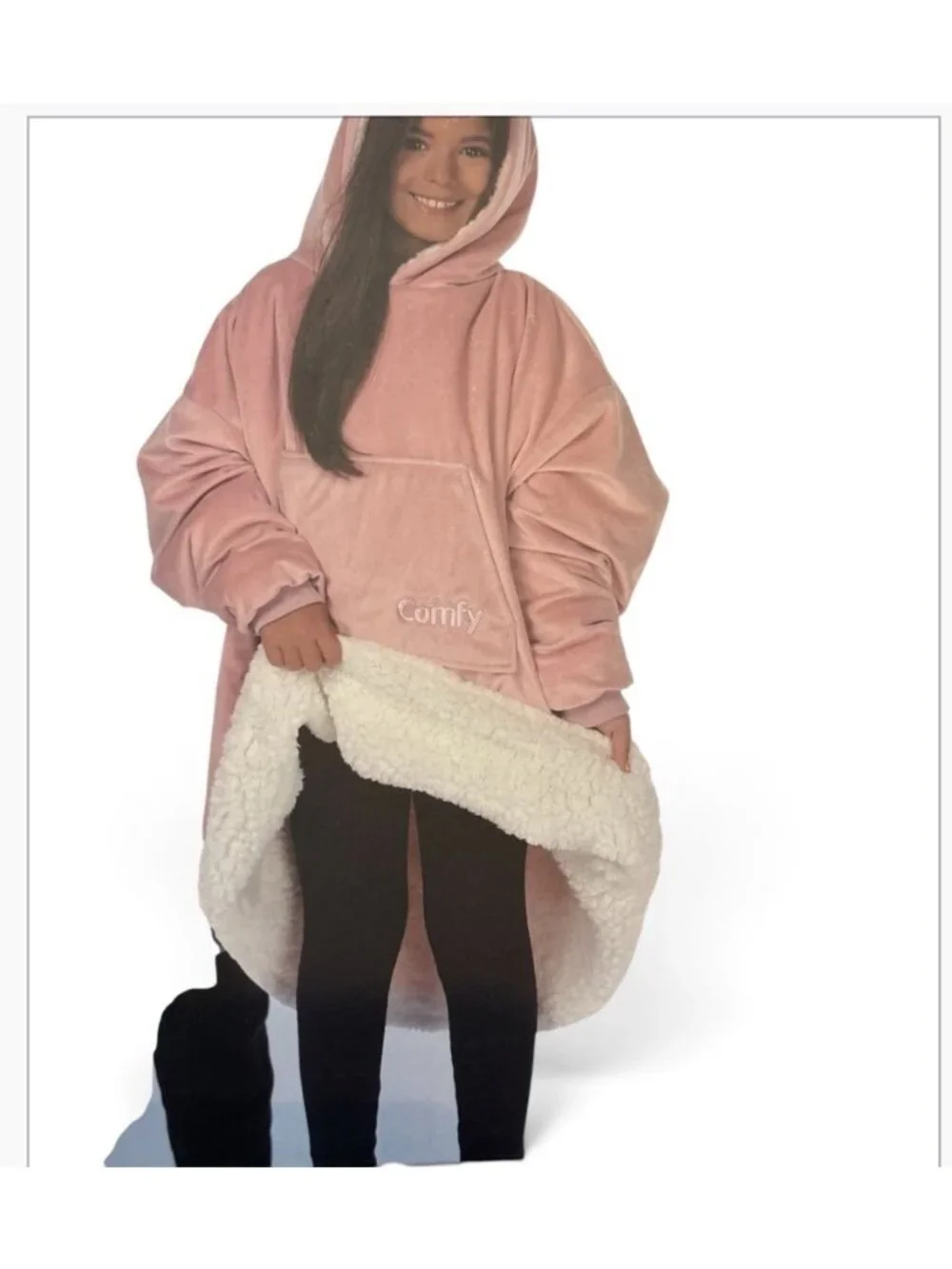 The Comfy New In Box Wearable Blanket Sherpa Lined Pink Blush One Size ages 3-10